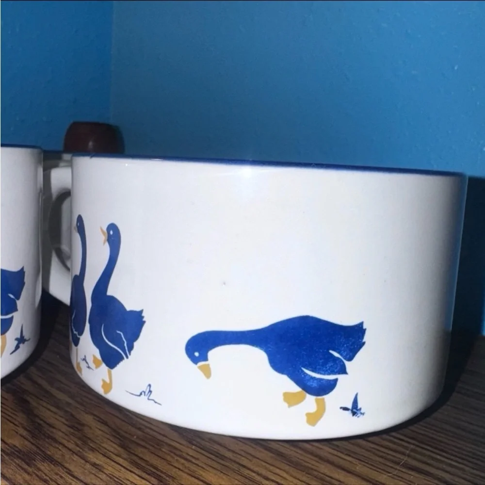 Vintage 80s Blue Goose Stacking Soup Mugs | Set of 4 - Picture 6 of 12